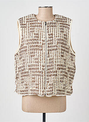 Veste casual col rond marron RUE MAZARINE femme