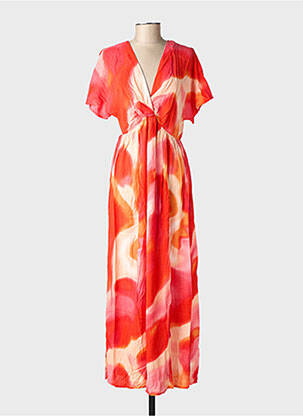 Robe longue imprimé fantaisie manches courtes rouge VERO MODA femme