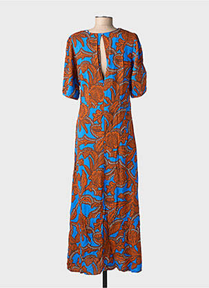 Robe longue imprimé fantaisie manches courtes bleu B.YOUNG femme