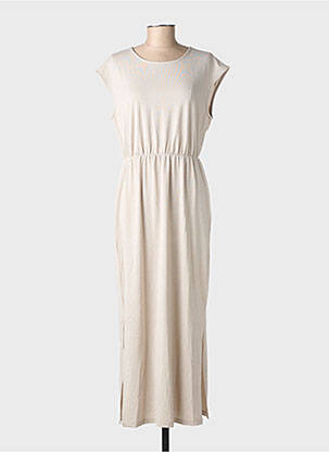 Robe longue manches courtes manches courtes beige VERO MODA femme