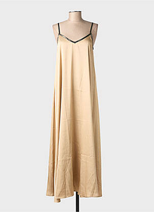 Robe longue manches bretelles ajustables fines bretelles beige VERO MODA femme