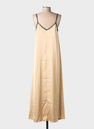 Robe longue manches bretelles ajustables fines bretelles beige VERO MODA femme