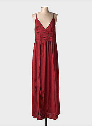 Robe longue tissage popeline sans manche rouge VERO MODA femme