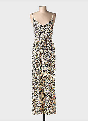 Robe longue imprimé fantaisie fines bretelles noir VERO MODA femme