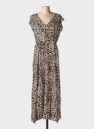 Robe longue manches courtes manches courtes marron B.YOUNG femme