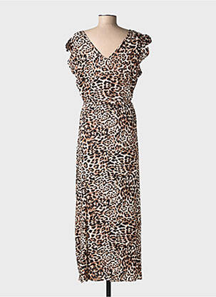 Robe longue manches courtes manches courtes marron B.YOUNG femme