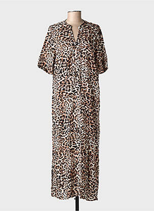 Robe longue manches courtes manches courtes marron B.YOUNG femme