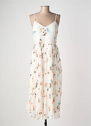 Robe longue manches bretelles ajustables fines bretelles beige VERO MODA femme