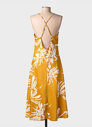 Robe mi-longue col v fines bretelles jaune AWARE BY VERO MODA femme