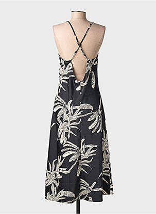 Robe mi-longue col v fines bretelles noir AWARE femme