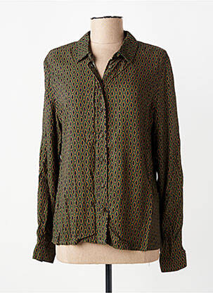 Chemisier tissage crêpe manches longues vert PRINCESSE NOMADE femme