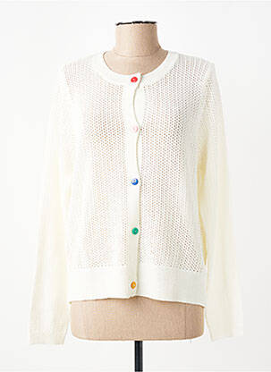 Gilet manches longues maille ajourée blanc COMPAÑIA FANTASTICA femme