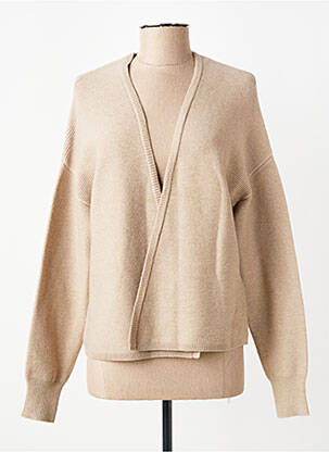 Gilet manches longues col v beige STREET ONE femme