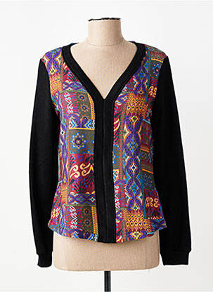 Pull coupe cintrée manches longues noir MALOKA femme