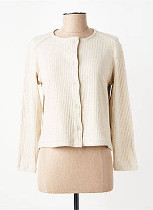 Gilet manches longues col rond beige MALOKA femme