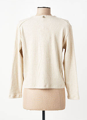 Gilet manches longues col rond beige MALOKA femme