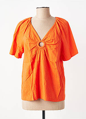 Blouse légère et transparente manches courtes orange C'EST BEAU LA VIE femme