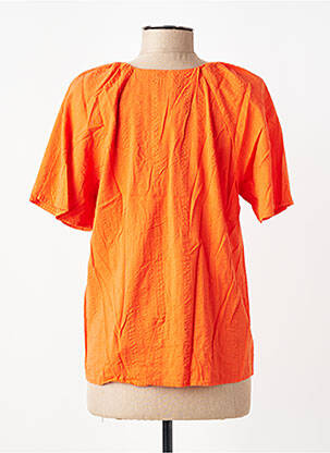 Blouse légère et transparente manches courtes orange C'EST BEAU LA VIE femme