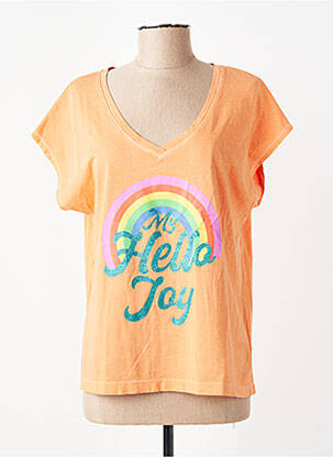 T-shirt coupe droite manches courtes orange MY HELLO JOY femme