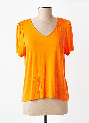 T-shirt col v manches courtes orange PRINCESSE NOMADE femme