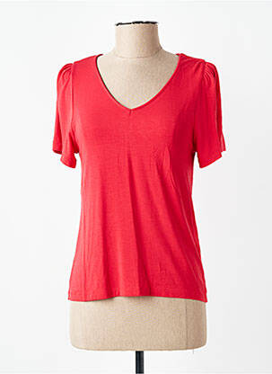 T-shirt col v manches courtes rouge PRINCESSE NOMADE femme