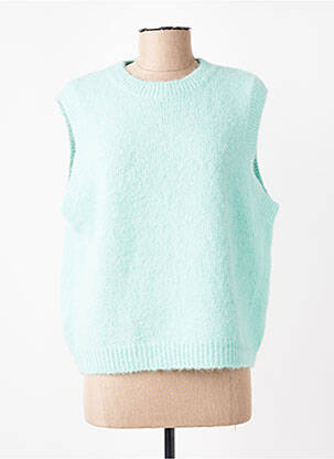 Pull col rond sans manche vert MAJOLICA femme