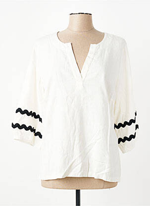 Chemisier tissage crêpe manches 3/4 beige MALOKA femme