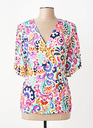 Blouse tissage popeline manches 3/4 rose JULIE GUERLANDE femme