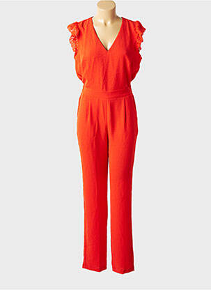 Combi-pantalon tissage crêpe manches courtes orange MAJOLICA femme