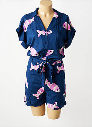 Combishort fermeture boutonnée sur le devant manches courtes bleu COMPAÑIA FANTASTICA femme