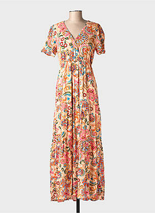 Robe longue manches courtes manches courtes beige C'EST BEAU LA VIE femme
