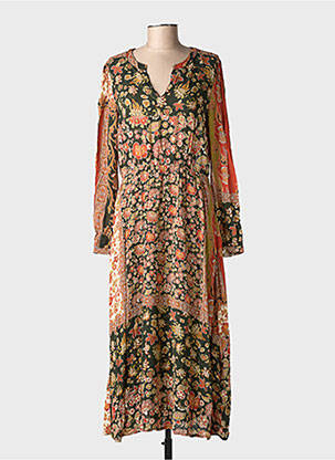 Robe longue manches longues manches longues orange C'EST BEAU LA VIE femme