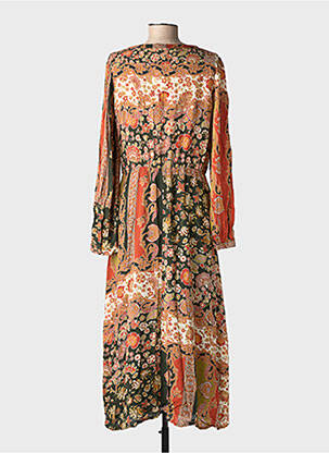 Robe longue manches longues manches longues orange C'EST BEAU LA VIE femme