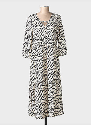 Robe longue imprimé fantaisie manches longues beige STREET ONE femme