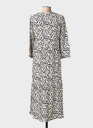 Robe longue imprimé fantaisie manches longues beige STREET ONE femme