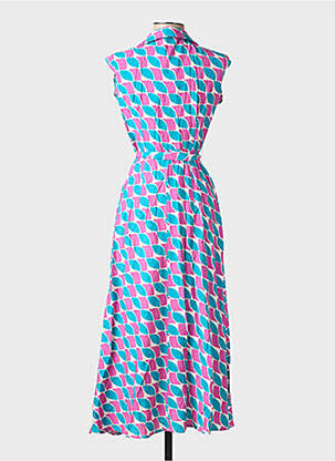 Robe longue imprimé fantaisie manches courtes bleu COMPAÑIA FANTASTICA femme
