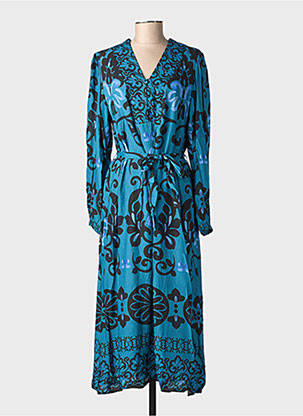 Robe longue manches longues manches longues bleu JULIE GUERLANDE femme