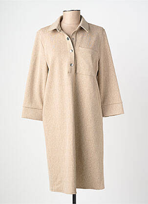 Robe mi-longue imprimé fantaisie manches longues beige STREET ONE femme