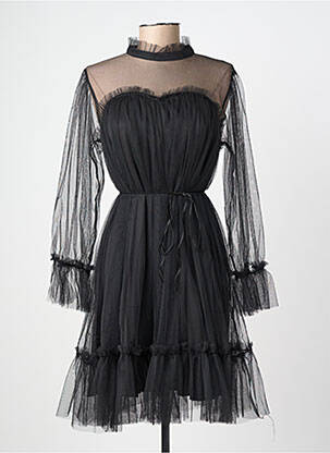 Robe mi-longue coupe fluide manches longues noir CHOKLATE femme