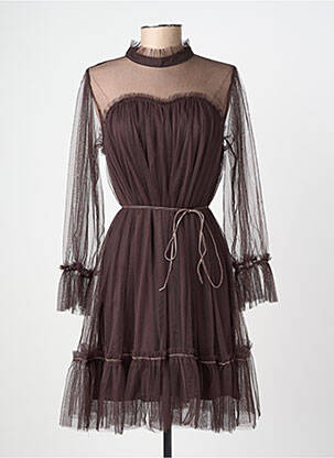 Robe mi-longue coupe fluide manches longues marron CHOKLATE femme