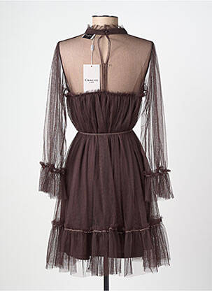 Robe mi-longue coupe fluide manches longues marron CHOKLATE femme