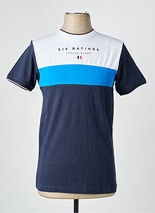 T-shirt broderie manches courtes bleu CAMBERABERO homme