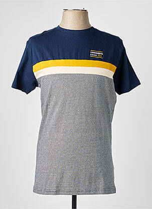 T-shirt tissage chiné manches courtes bleu CAMBERABERO homme