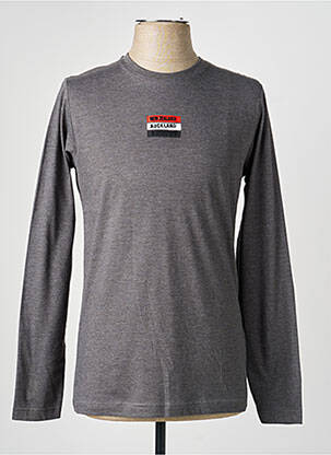 T-shirt tissage chiné manches longues gris CAMBERABERO homme