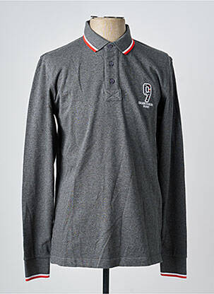 Polo tissage chiné manches longues gris CAMBERABERO homme