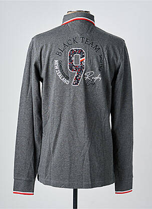 Polo tissage chiné manches longues gris CAMBERABERO homme