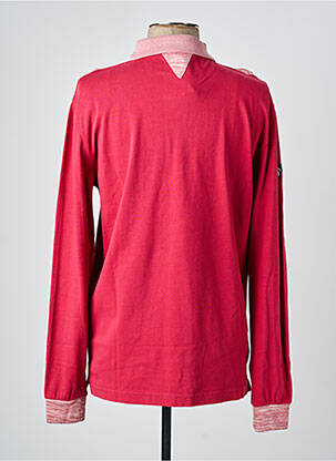 Polo tissage chiné manches longues rouge CAMBERABERO homme
