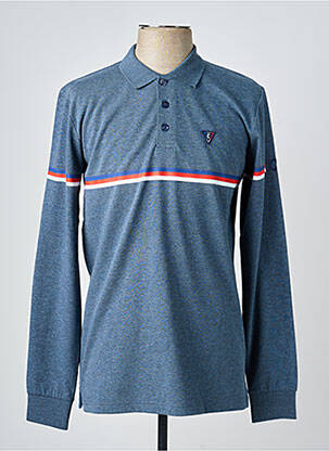 Polo sérigraphie manches longues bleu CAMBERABERO homme