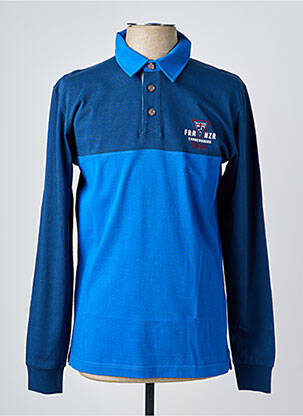 Polo sérigraphie manches longues bleu CAMBERABERO homme