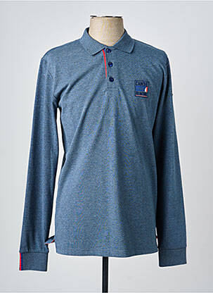 Polo tissage chiné manches longues bleu CAMBERABERO homme